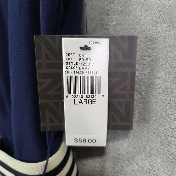 Womens Iz Byer Navy Sleeveless Dress Lined Striped Belt 100% Polyester Size L - Picture 4 of 11